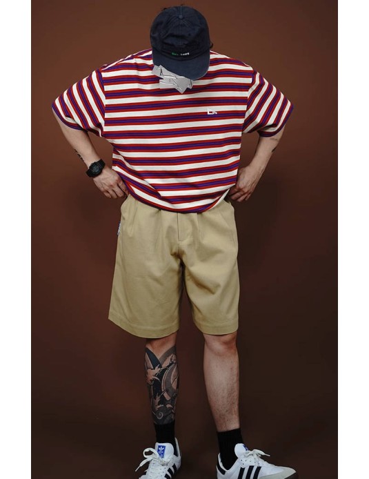 O3PARK Japanese style A-line pants trendy brand loose and simple city boy washed casual five-point overalls shorts