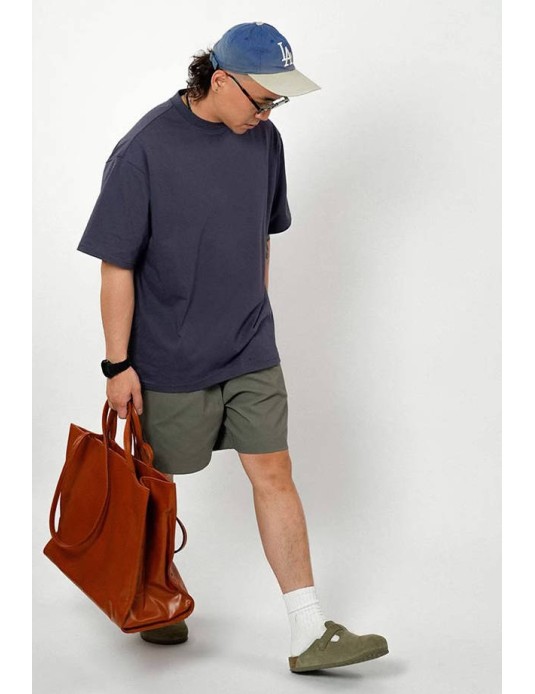 O3PARK Summer New Solona Quick Dry Cool Feeling Short Sleeve Heavyweight Small Neckline Loose Solid Colour White T-Shirt