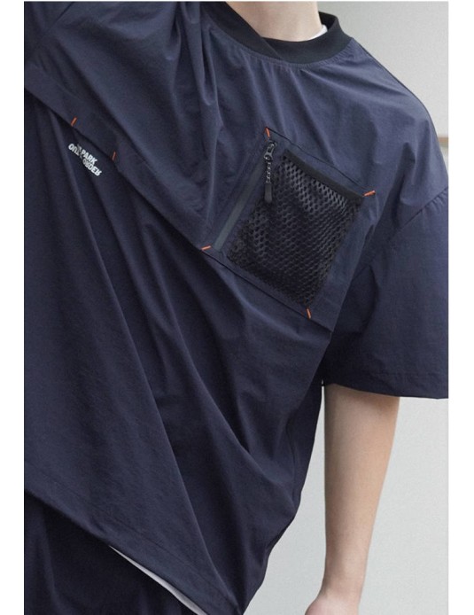 O3PARK urban outdoor wind-drying loose casual versatile cityboy camping pocket T-shirt solid color half-sleeve