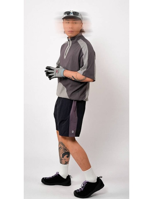 O3PARK summer new quick-drying cycling jersey polo shirt Japanese contrasting color loose short-sleeved zipper collar knitted T-shirt