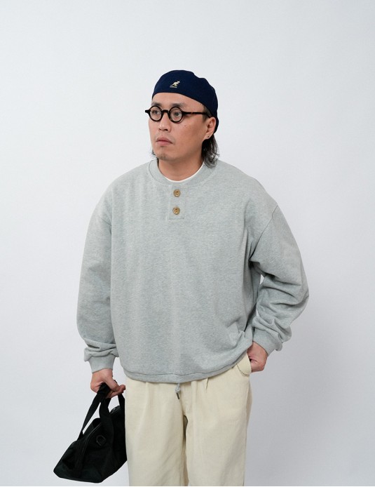 Cleanfit  Henley Collar College Sweater