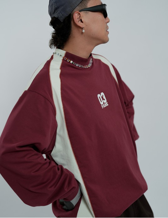 "MOUDIK" Collage Contrastin Coloer LS Tee