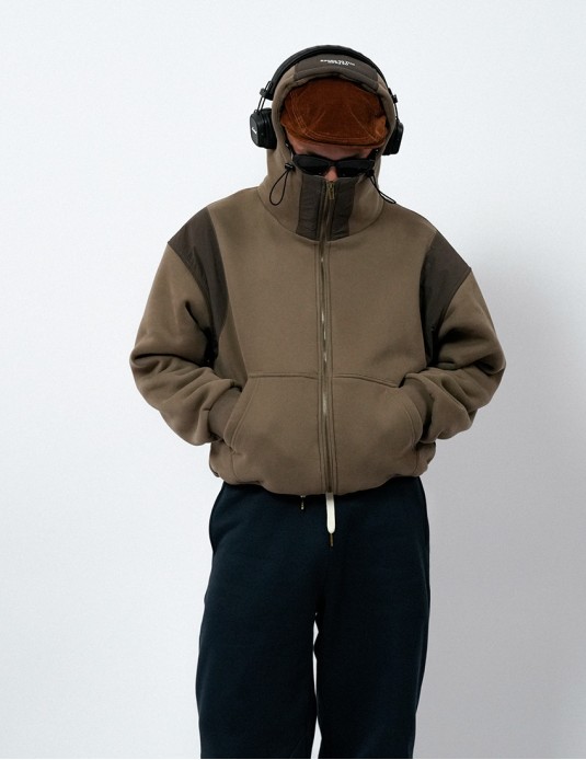 Collage Contrasting Color High Neck Hoodie