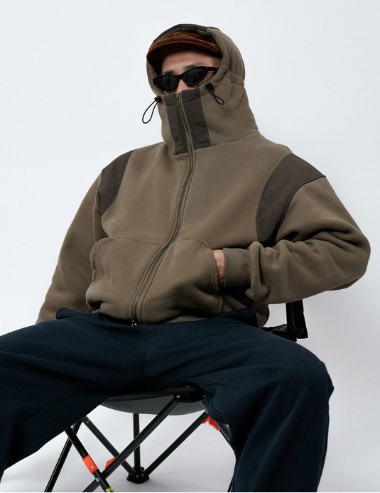 Collage Contrasting Color High Neck Hoodie