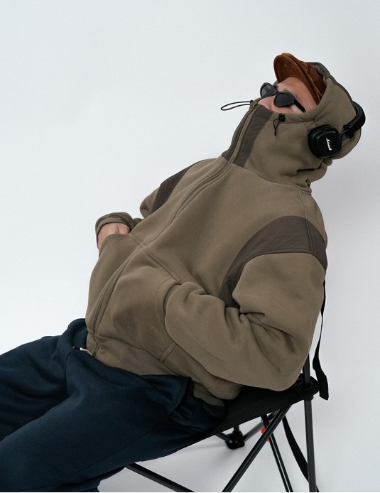 Collage Contrasting Color High Neck Hoodie