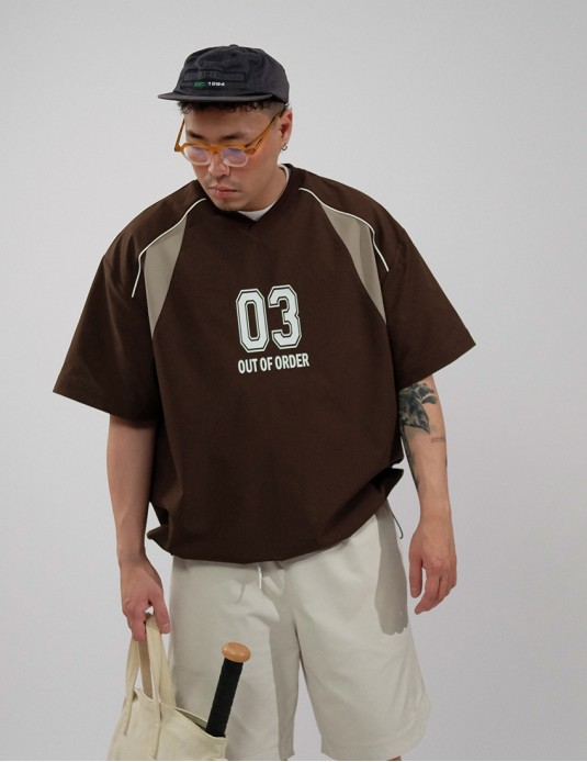 V Neck Quick-Drying Contrasting Color Tee