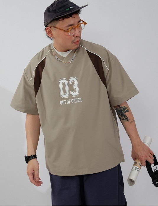 V Neck Quick-Drying Contrasting Color Tee