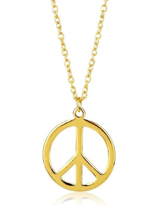 O3PARK Peace Sign Necklace Metal Love Peace Sign Pendant Necklace Peace Symbol Jewelry Stainless Steel 1960s 1970s Hippie Style Party Dressing Accessories Adjustable Jewelry for Men
