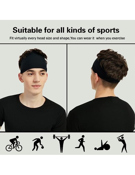 O3PARK Sports Headbands for Men ,Moisture Wicking Workout Headband, Sweatband Headbands for Running,Cycling,Football,Yoga,Hairband for Women and Men