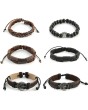 O3PARK Genuine Leather Tree of life Bracelets Men Women, Tiger Eye Natural Stone Lava Rock Beads Ethnic Tribal Elastic Bracelets Wristbands