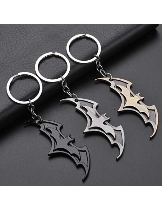 O3PARK Bat Symbol Key Chain Zinc Alloy Keychain Bat Shape Metal Key Ring Tag for Your Autos, Home or Boat